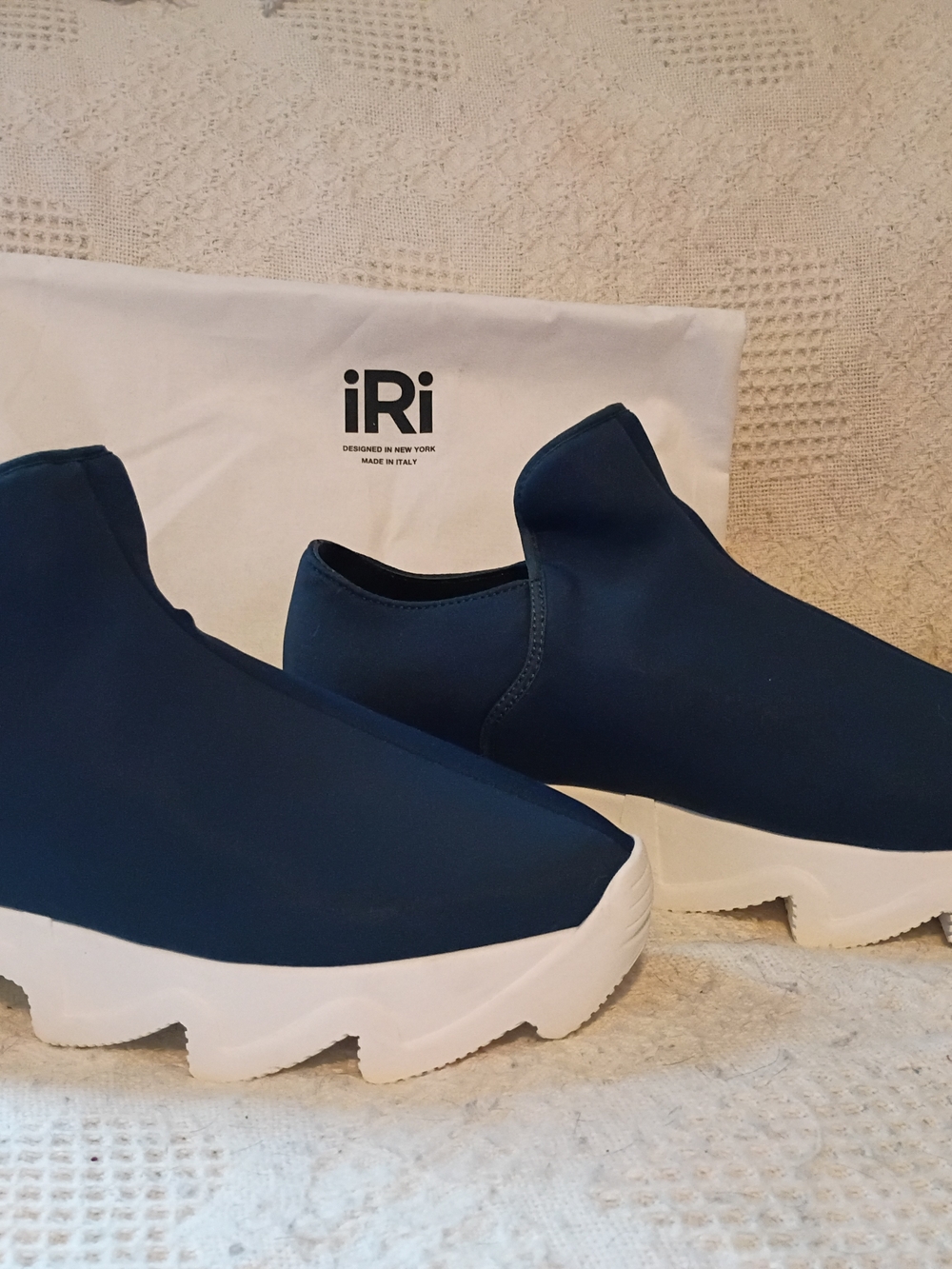 Navy Slip-On Platform Sneakers for Women